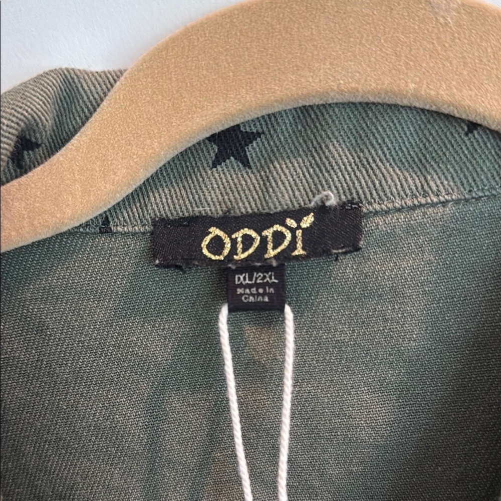 Jean-like Olive Star Patterned Jacket - Picture 5 of 7